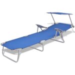 Chaise longue avec auvent Acier Bleu – Image 2