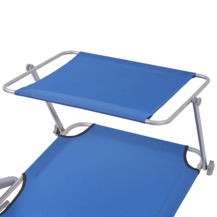 Chaise longue avec auvent Acier Bleu – Image 3