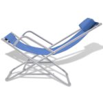 Chaises inclinables de terrasse lot de 2 Acier Bleu – Image 2