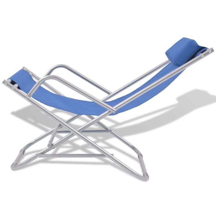 Chaises inclinables de terrasse lot de 2 Acier Bleu – Image 2