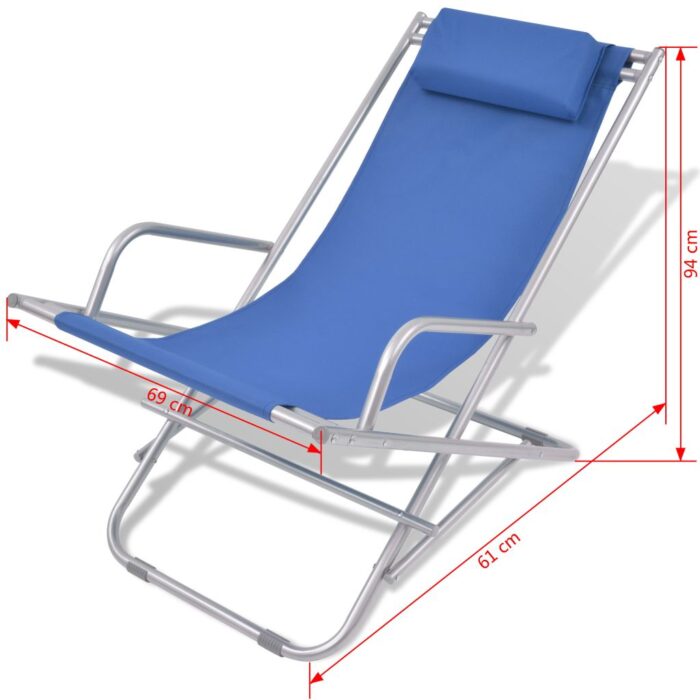 Chaises inclinables de terrasse lot de 2 Acier Bleu – Image 8
