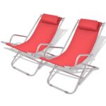 Chaises inclinables de terrasse lot de 2 Acier Rouge