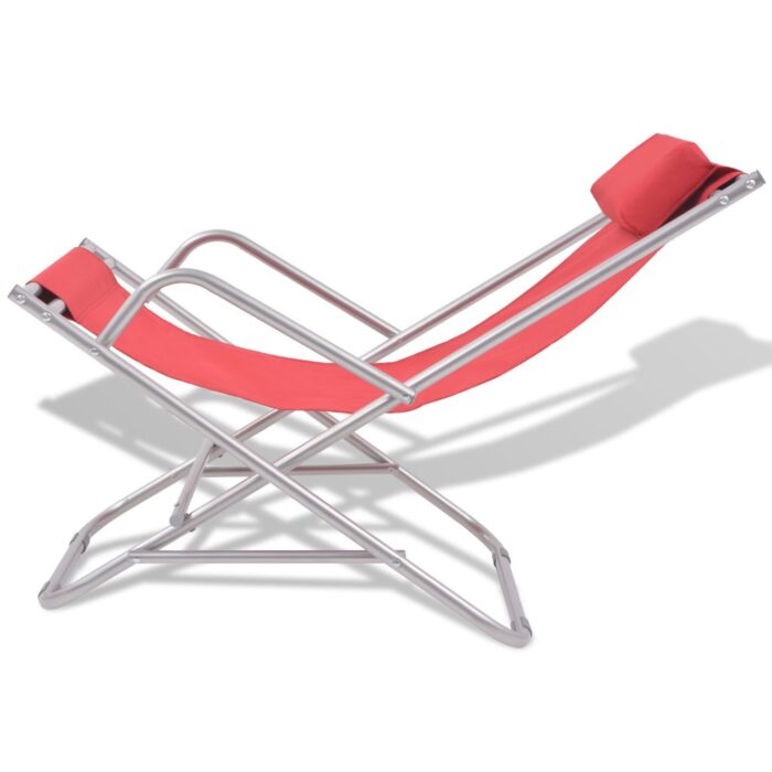 Chaises inclinables de terrasse lot de 2 Acier Rouge – Image 2
