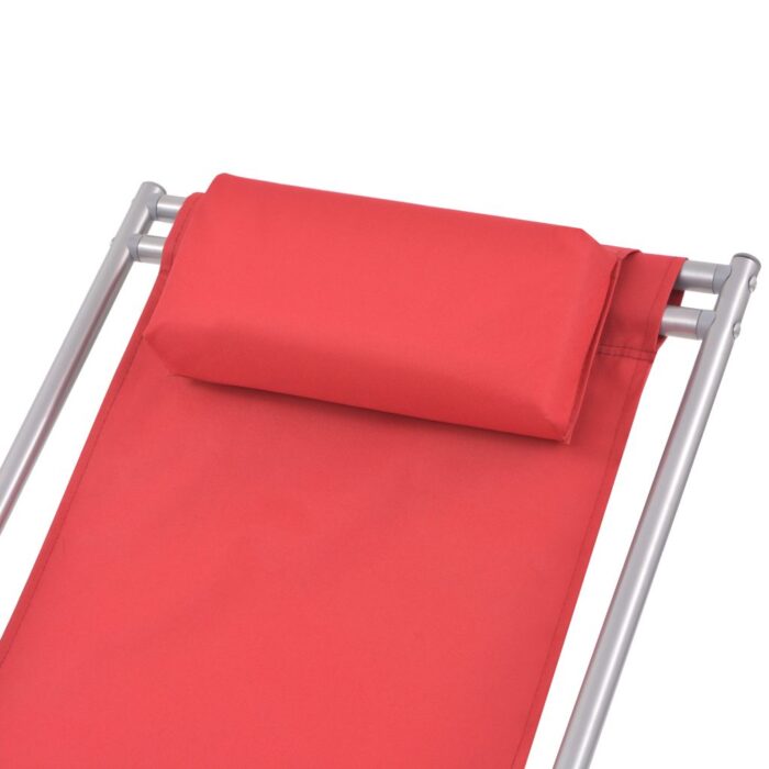 Chaises inclinables de terrasse lot de 2 Acier Rouge – Image 3