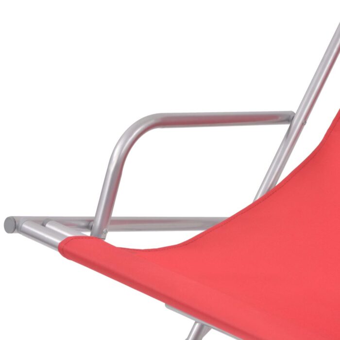 Chaises inclinables de terrasse lot de 2 Acier Rouge – Image 4