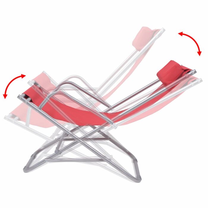 Chaises inclinables de terrasse lot de 2 Acier Rouge – Image 6
