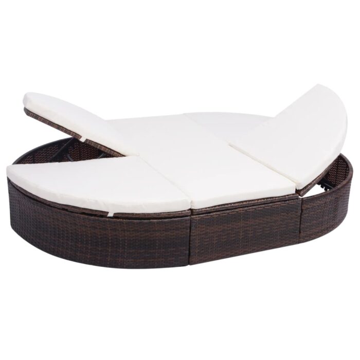 Lit de repos d'extérieur avec coussin Résine tressée Marron – Image 1