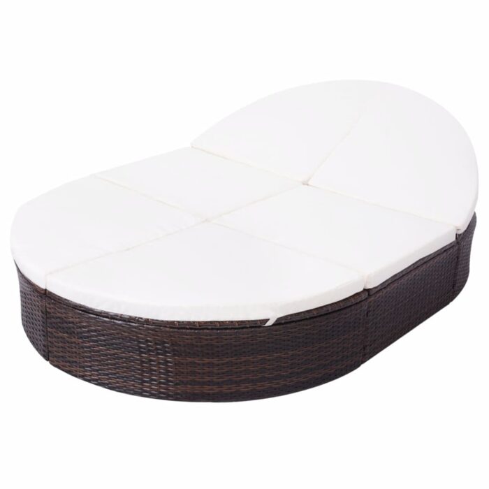 Lit de repos d'extérieur avec coussin Résine tressée Marron – Image 2