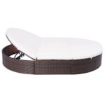 Lit de repos d'extérieur avec coussin Résine tressée Marron – Image 3
