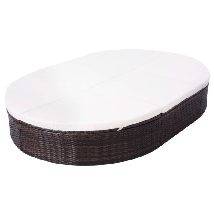 Lit de repos d'extérieur avec coussin Résine tressée Marron – Image 4