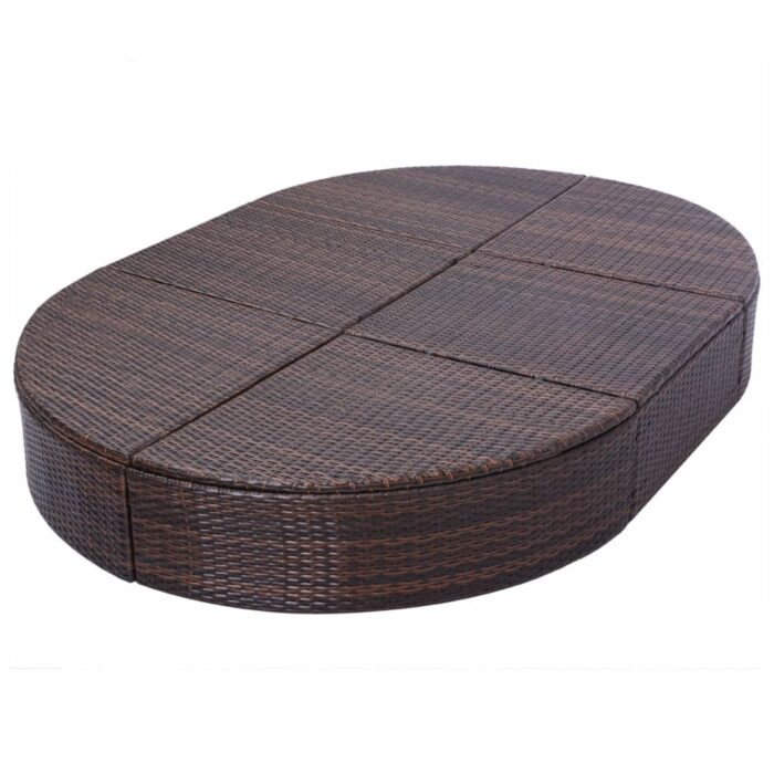 Lit de repos d'extérieur avec coussin Résine tressée Marron – Image 5