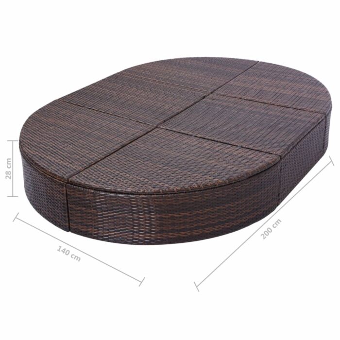 Lit de repos d'extérieur avec coussin Résine tressée Marron – Image 6