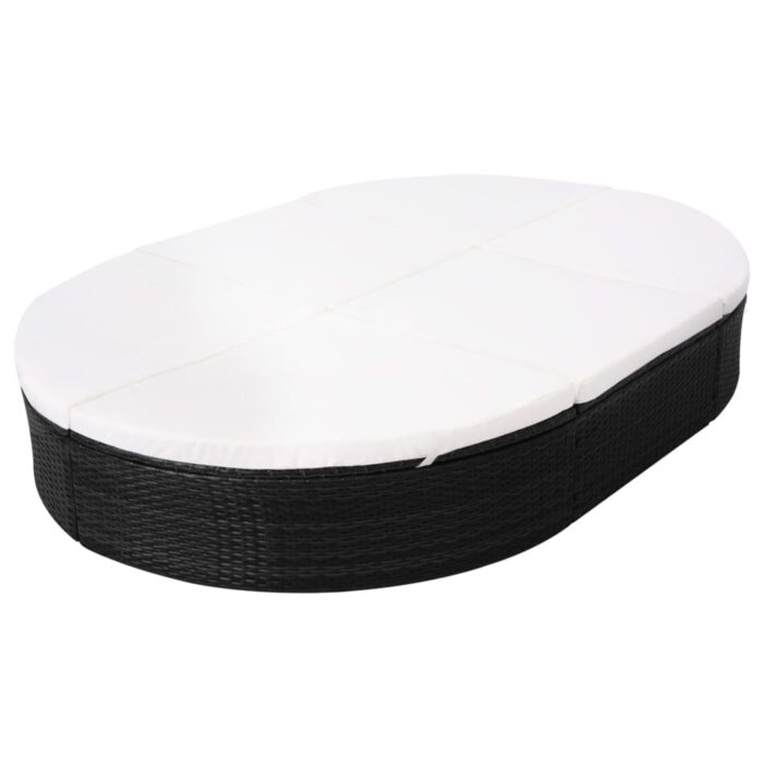 Lit de repos d'extérieur avec coussin Résine tressée Noir – Image 4