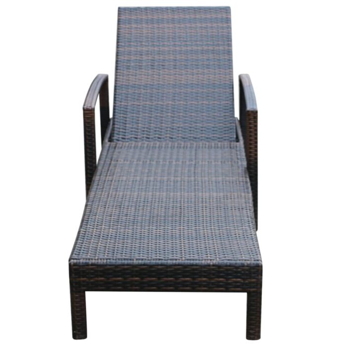 Chaise longue avec coussin Résine tressée Marron – Image 4