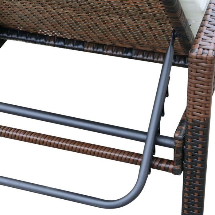 Chaise longue avec coussin Résine tressée Marron – Image 6