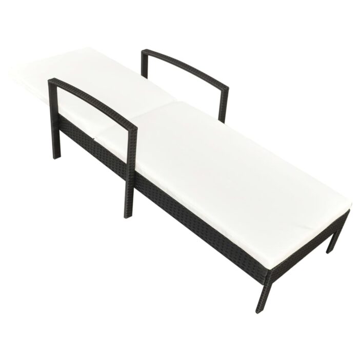 Chaise longue avec coussin Résine tressée Noir – Image 2