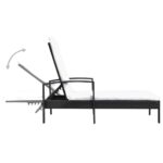 Chaise longue avec coussin Résine tressée Noir – Image 3