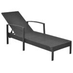 Chaise longue avec coussin Résine tressée Noir – Image 4