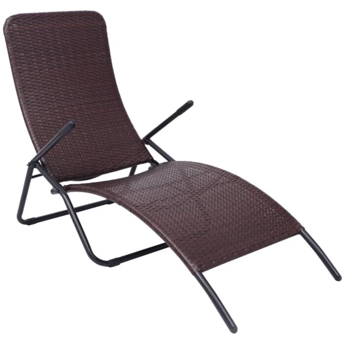 Chaise longue pliable résine tressée marron – Image 1