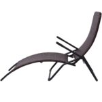 Chaise longue pliable résine tressée marron – Image 2