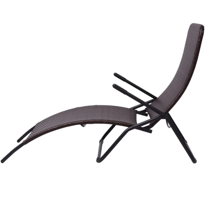 Chaise longue pliable résine tressée marron – Image 2