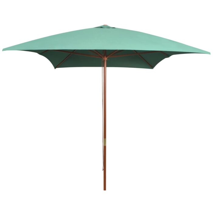 Parasol avec poteau en bois 200 x 300 cm Vert – Image 1
