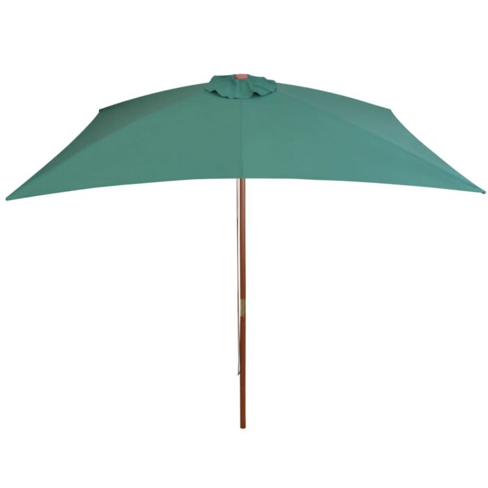 Parasol avec poteau en bois 200 x 300 cm Vert – Image 3