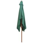 Parasol avec poteau en bois 200 x 300 cm Vert – Image 4