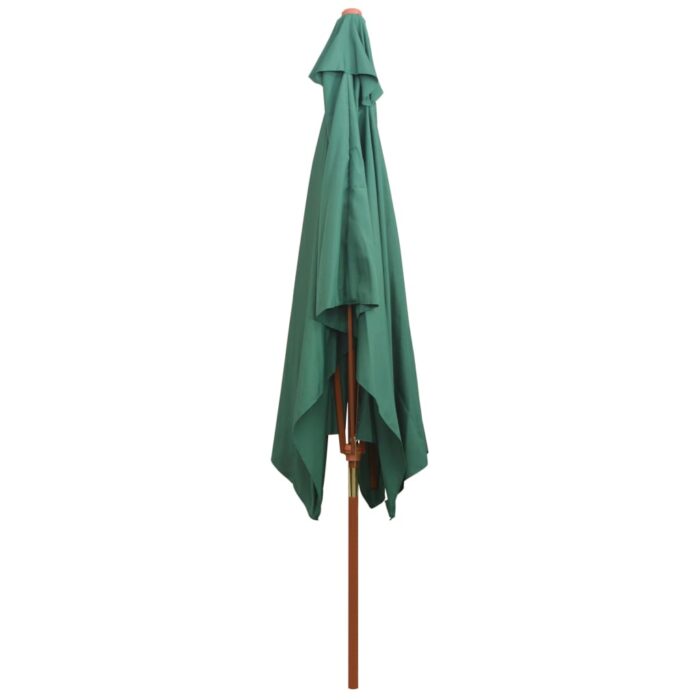 Parasol avec poteau en bois 200 x 300 cm Vert – Image 4