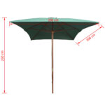 Parasol avec poteau en bois 200 x 300 cm Vert – Image 5