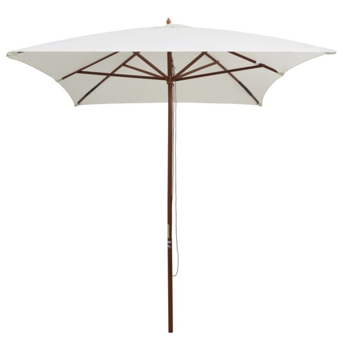 Parasol avec poteau en bois 200 x 300 cm Blanc crème – Image 2