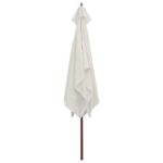 Parasol avec poteau en bois 200 x 300 cm Blanc crème – Image 3