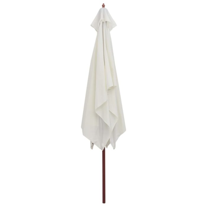 Parasol avec poteau en bois 200 x 300 cm Blanc crème – Image 3
