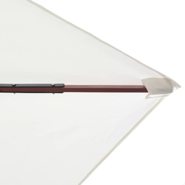Parasol avec poteau en bois 200 x 300 cm Blanc crème – Image 4