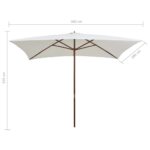 Parasol avec poteau en bois 200 x 300 cm Blanc crème – Image 6