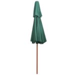 Parasol à deux étages avec poteau en bois 270 x 270 cm vert – Image 4