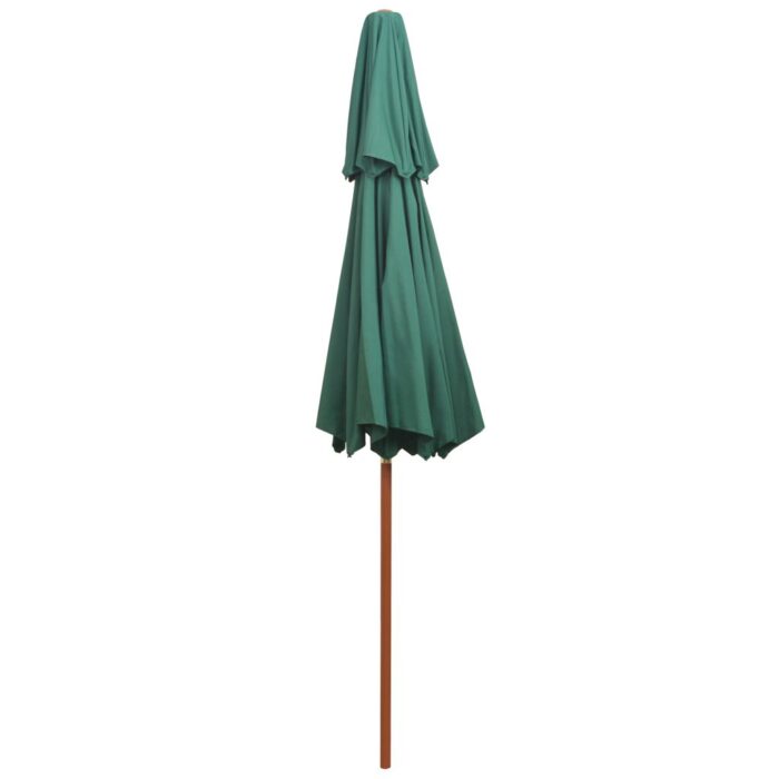 Parasol à deux étages avec poteau en bois 270 x 270 cm vert – Image 4