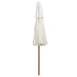 Parasol à deux étages avec poteau en bois blanc crème – Image 4