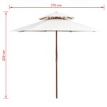 Parasol à deux étages avec poteau en bois blanc crème – Image 5