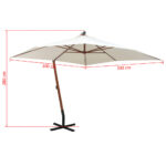 Parasol suspendu avec poteau en bois 300x300 cm blanc – Image 7