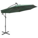 Parasol avec éclairage LED 300 cm Poteau en métal Vert – Image 3