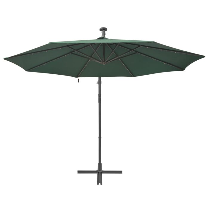 Parasol avec éclairage LED 300 cm Poteau en métal Vert – Image 5