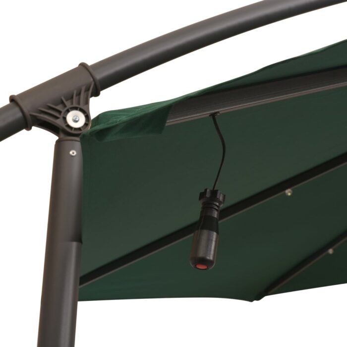 Parasol avec éclairage LED 300 cm Poteau en métal Vert – Image 7