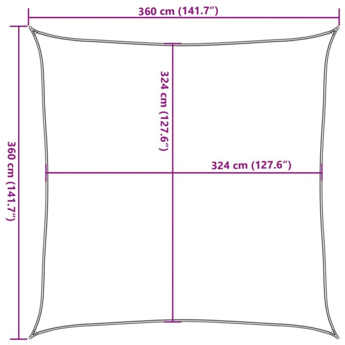 Voile de parasol PEHD Carré 3,6 x 3,6 m Blanc – Image 8