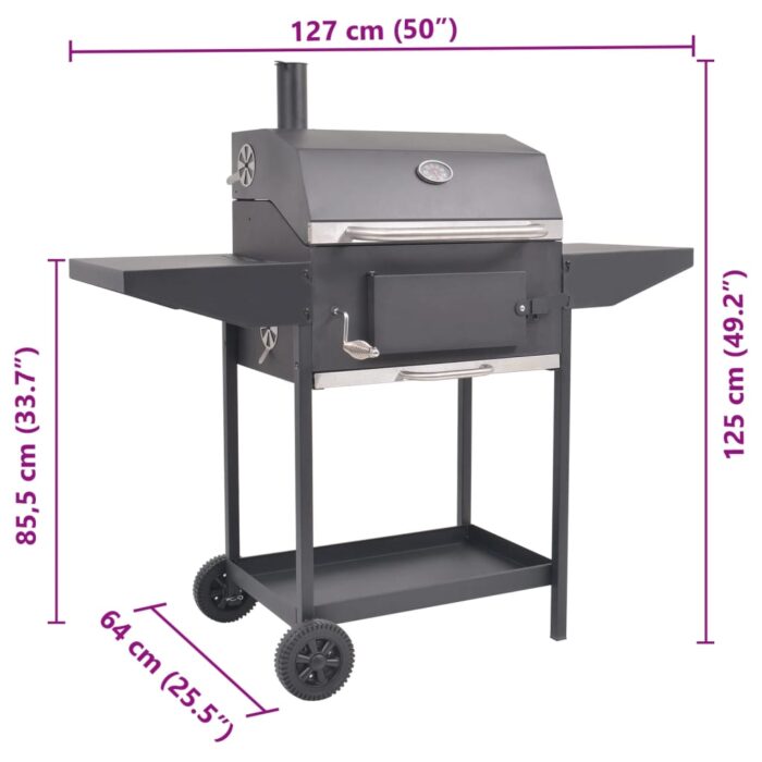 Barbecue au charbon de bois avec étagère inférieure Noir – Image 6