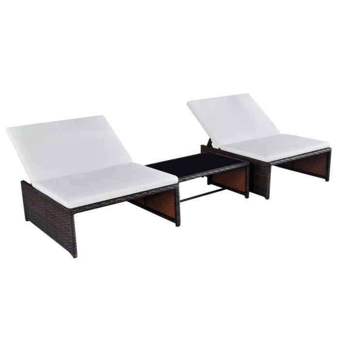 Chaises de jardin inclinables lot de 2 et table résine tressée – Image 1