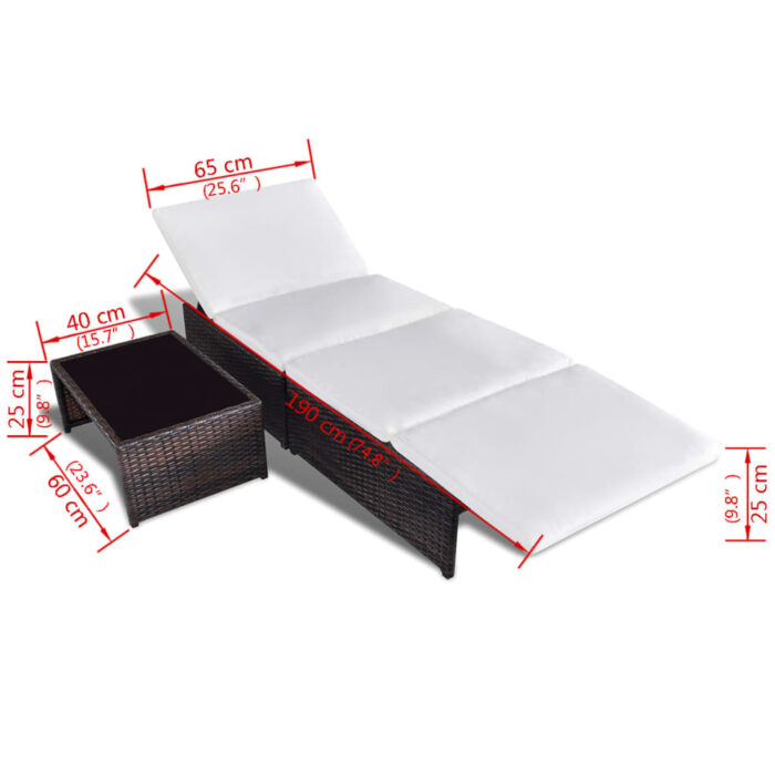 Chaises de jardin inclinables lot de 2 et table résine tressée – Image 5