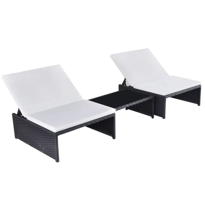 Chaises inclinables de jardin lot de 2 et table résine tressée – Image 1