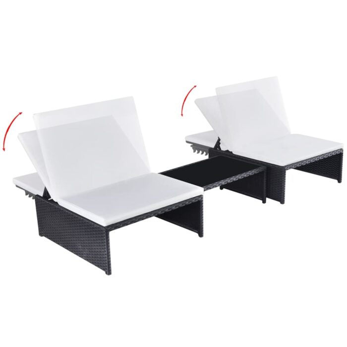Chaises inclinables de jardin lot de 2 et table résine tressée – Image 2