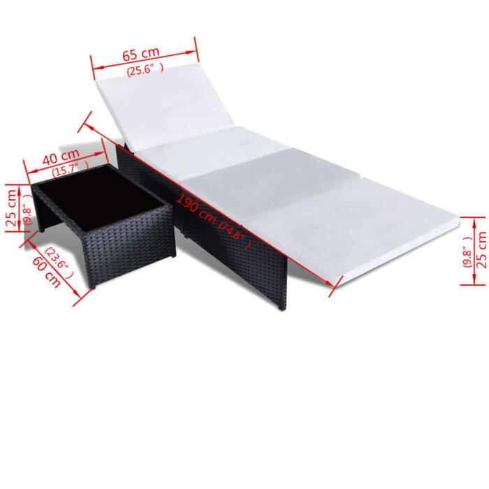 Chaises inclinables de jardin lot de 2 et table résine tressée – Image 5